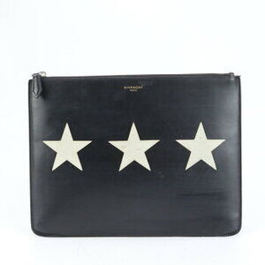 Givenchy Star leather clutch pouch Shoulder bag business Black